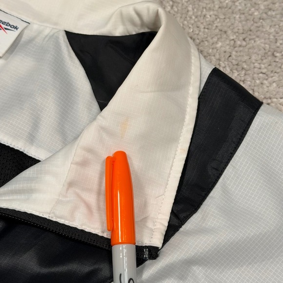 Reebok Mens Black White Twin Vecrtor Colorblock Full Zip Track Jacket Size S - Picture 10 of 11